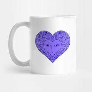 Love purple face heart on white background Mug